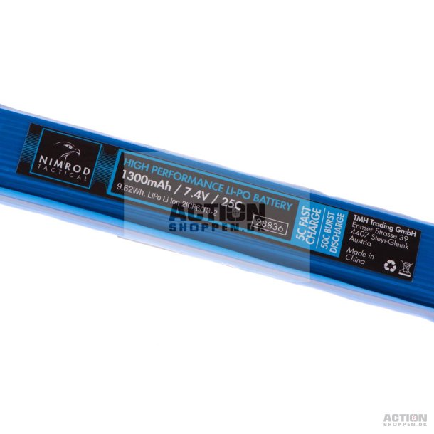 Li-Po 7,4V 1300mAh, 25C, Stang Batteri