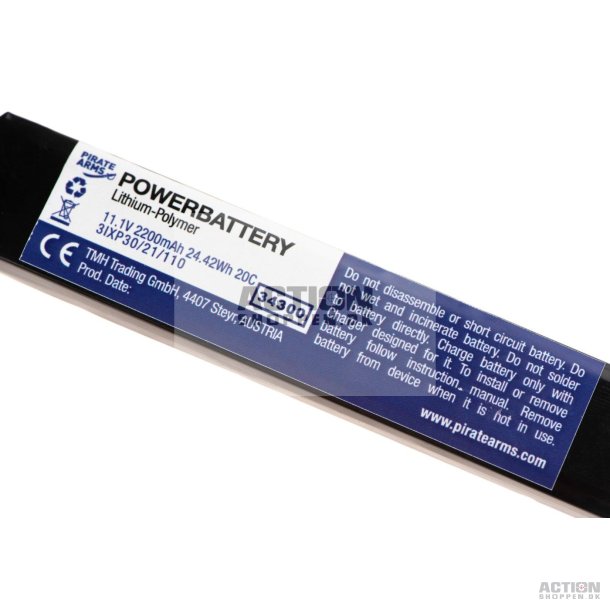 Pirate Arms - Li-Po 11,1V 2200mAh, 20C, Batteri