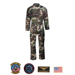 US Flyvedrt Med Patch, Woodland Camouflage, Str. S - XXXL