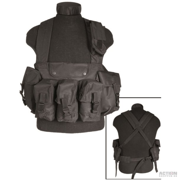 Vest m/6 mag lommer, Sort, str. one size 
