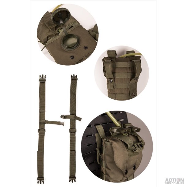 Ryk taske med drikke dunk. 2,5L. Oliven Grn