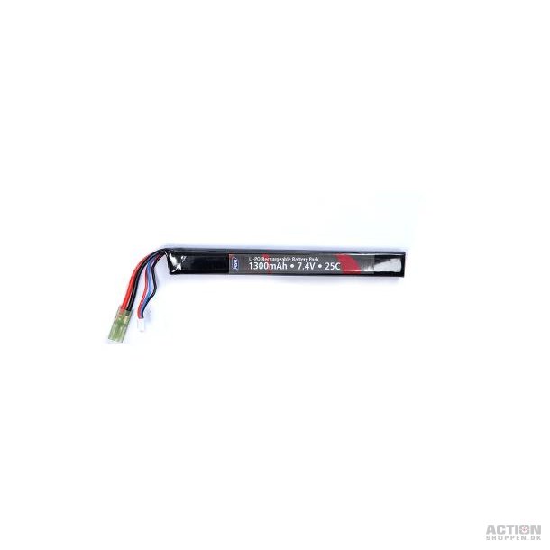 Li-Po 7,4V 1300mAh, 25C, stang, Batteri
