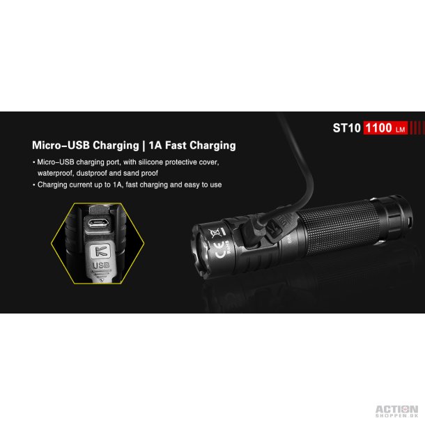Klarus Flashlight lygte, ST10, 1100 lumens