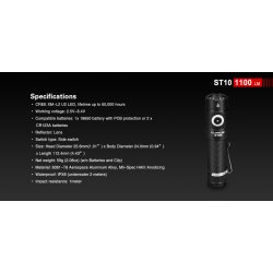 Klarus Flashlight lygte, ST10, 1100 lumens