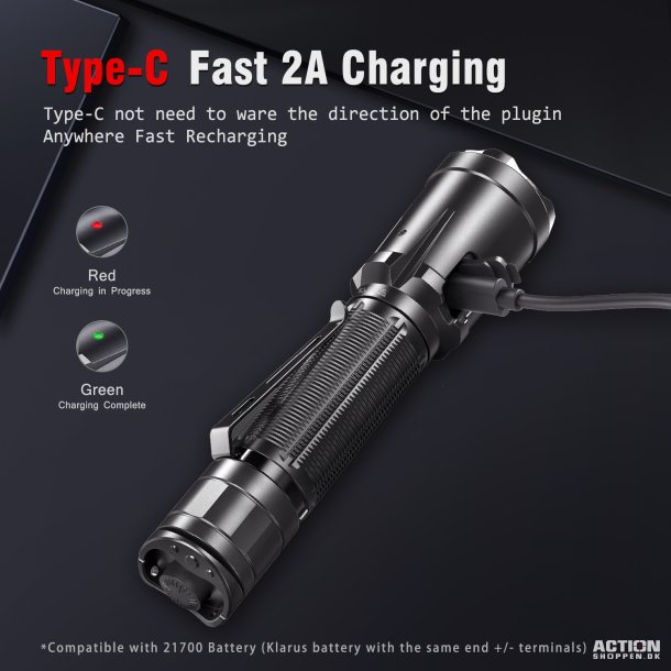 Klarus Compact Powerful Tactical Flashlight lygte, XT21C, 3200 lumens
