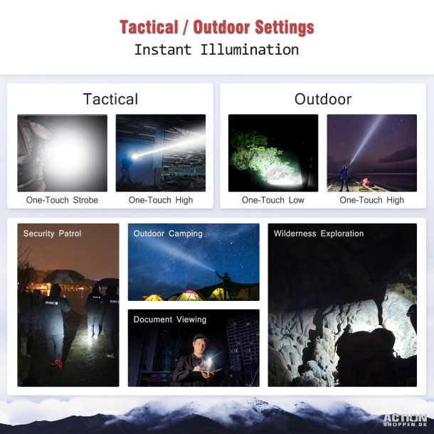 Klarus Compact Powerful Tactical Flashlight lygte, XT21C, 3200 lumens