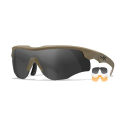 Wiley X - WX ROGUE COMM, Glas Gr/Klar/Lys Orange. / Stel Mat Sandfarve