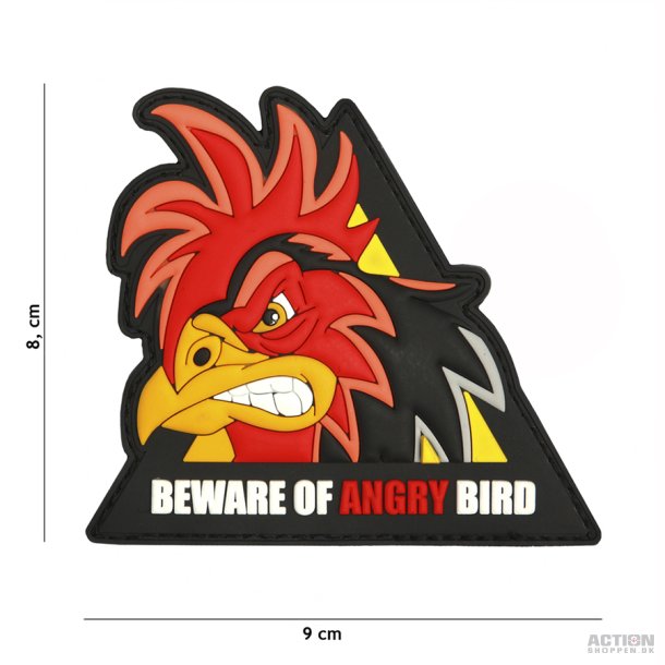 Patch - 3D PVC beware of angry bird driehoek