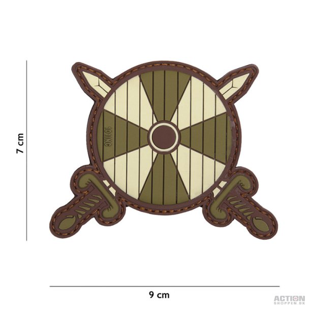Patch - 3D PVC Viking shield + 2 swords green