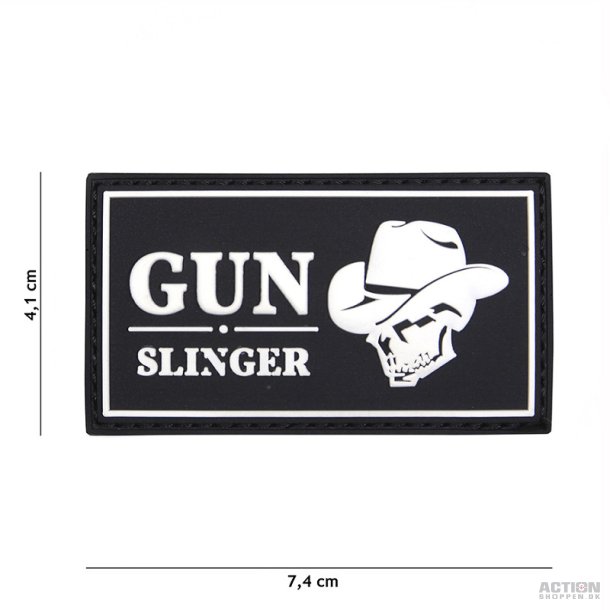 Patch - 3D PVC Gun slinger skull cowboy black