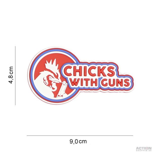 Patch - 3D PVC Chicks with guns rood