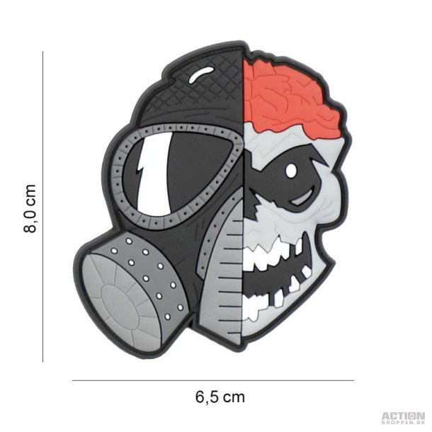 Patch - 3D PVC skull with brains and gasmask