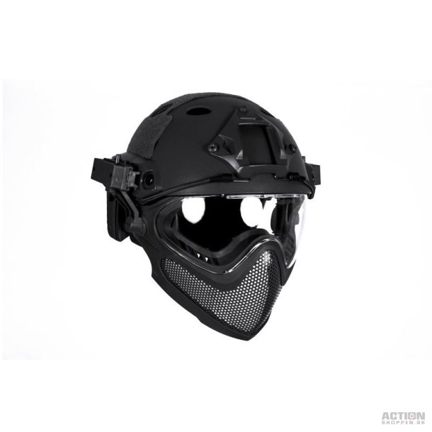 PJ Piloteer fast II hjelm med mask, Sort