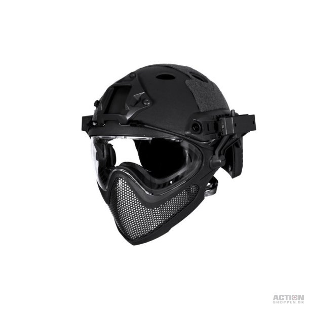PJ Piloteer fast II hjelm med mask, Sort