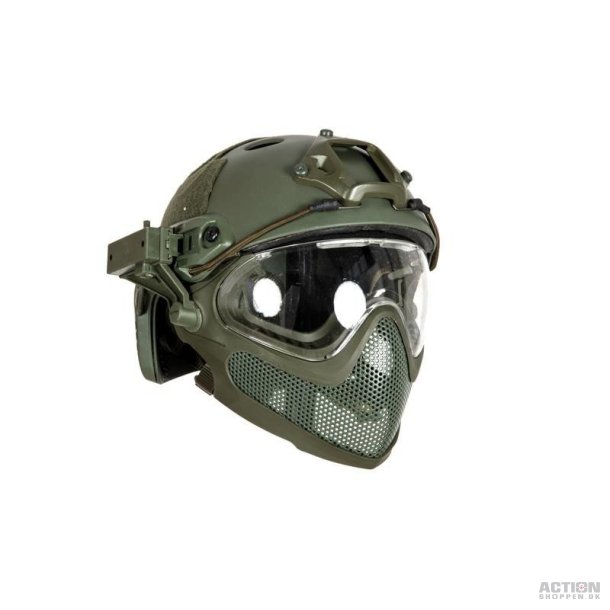 PJ Piloteer fast II hjelm med mask, Oliven