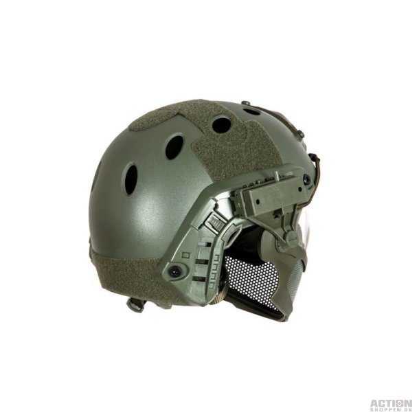 PJ Piloteer fast II hjelm med mask, Oliven