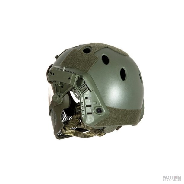 PJ Piloteer fast II hjelm med mask, Oliven