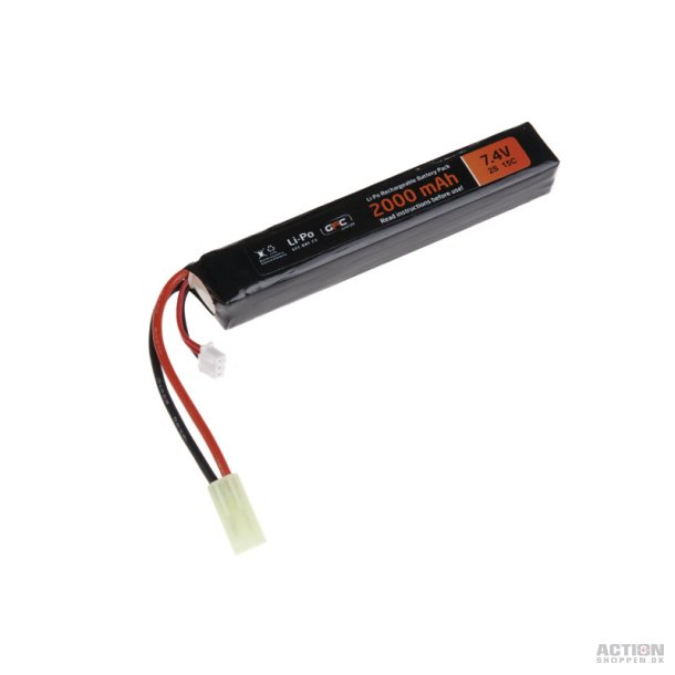 Li-Po 7,4V 2000mAh, 15C, stang, Batteri