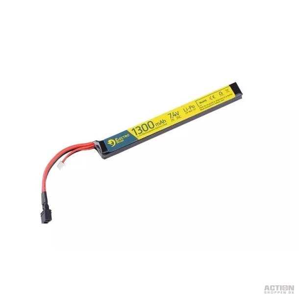 Li-Po 7,4V 1300mAh, 25C, stang, Batteri