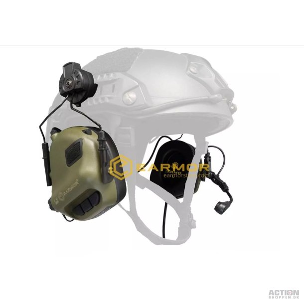EARMOR - Taktisk headset "M32H MOD3" med hjelmadapter, Grn