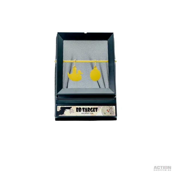 Skydeml &amp; BB-flde, 17x17cm, med 2 metalspinnere