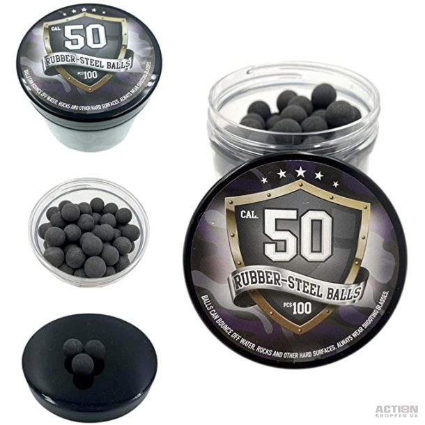 Rubber-steel balls Gummikugler, Cal 50" 100 Stk 