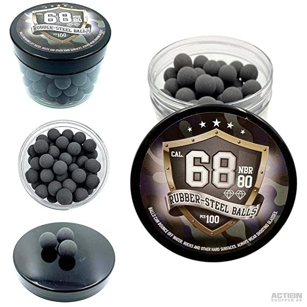Rubber-steel balls NBR80 Gummikugler, Cal 68" 100 Stk 