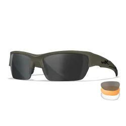 Wiley X - WX VALOR 2.5, Glas Gr/Klar/Lys Orange. / Stel Mat Army Grn