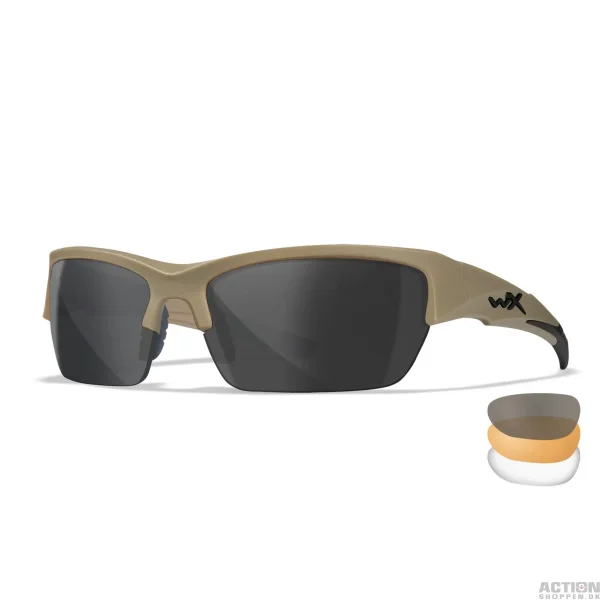 Wiley X - WX VALOR 2.5, Glas Gr/Klar/Lys Orange. / Stel Mat Sandfarve